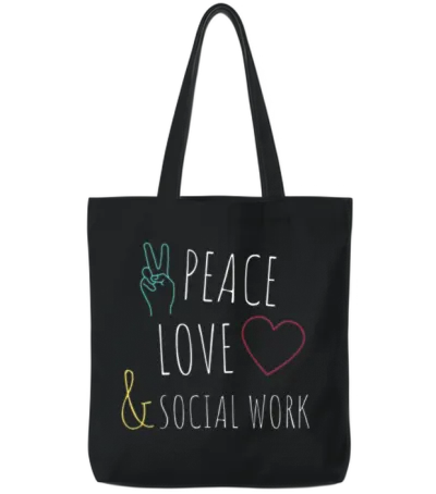Peace Love Social Work Social Worker Job Pride Tote Bags - Black