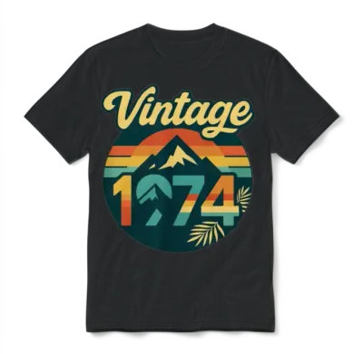 Vintage 1974 Classic Birthday Gift - Retro Unisex T-Shirt - Black