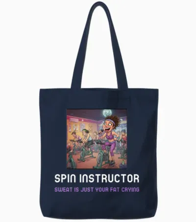 Spin Class Instructor Funny Tote Bags - Navy
