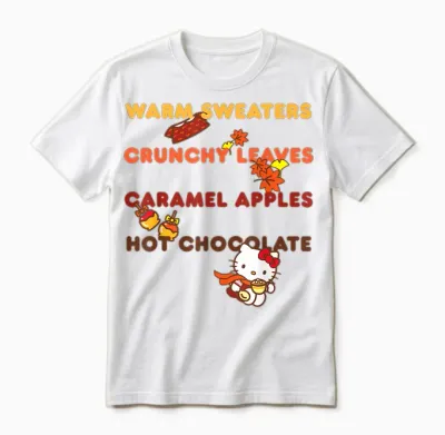 Hello Kitty Favorite Fall Things Unisex T-Shirt - White