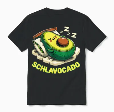 Schlavocado Pyjama Nachthemd Schlafanzug Schlaf Avocado Unisex T-Shirt - Black
