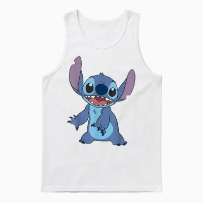 Disney Lilo & Stitch Simple Stitch Portrait Unisex Tank Top - White