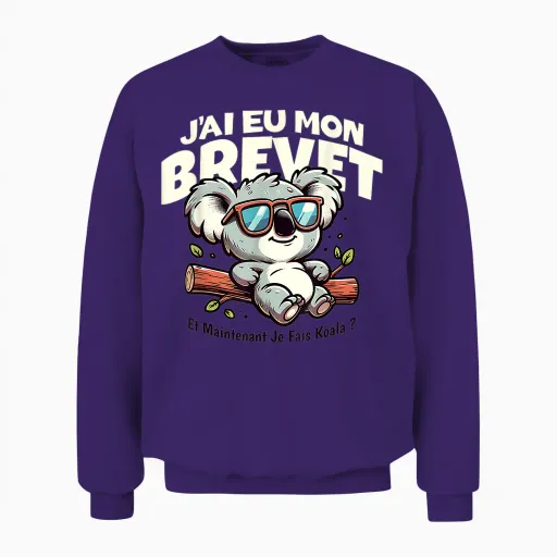 Patent 2025 Congratulations College Success Humor Koala Unisex Sweatshirt - Purple