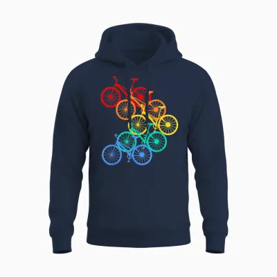 Bunte Fahrräder Fahrrad Fahren Mountainbike Bmx Bunt Cool Unisex Hoodie - Navy