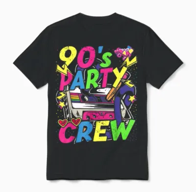 90s Outfit Party Crew Theme Party Costume Women's Men's T-Shirt, Black Unisex T-Shirt - Black