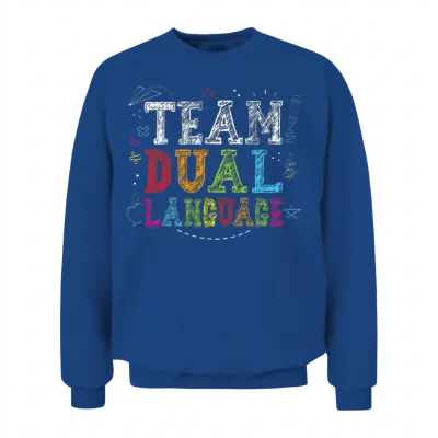 Team Dual Language Back to School Bilingual Kids Unisex Sweatshirt - Royal