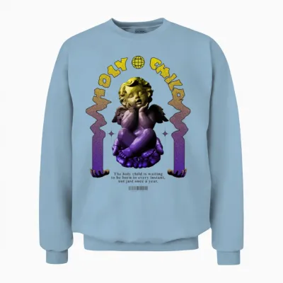 Holy Child Modern Streetwear Unisex Sweatshirt - Light Blue