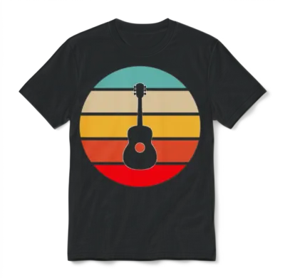 Guitar Retro Unisex T-Shirt - Black