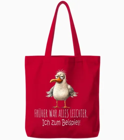 T-Shirt with German Text "früher War Alles Leichter Ich Zum Beispiel" [german Langu Tote Bags - Red