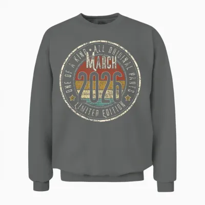- 1er Anniversaire Vintage Mars 2026 Retro Limited Edition Unisex Sweatshirt - Graphite Heather