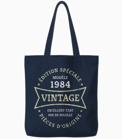 Vintage 40e Anniversaire Né En 1984 Vintage 40 Ans Cadeau T-Shirt Haut De Gamme Tote Bags - Navy