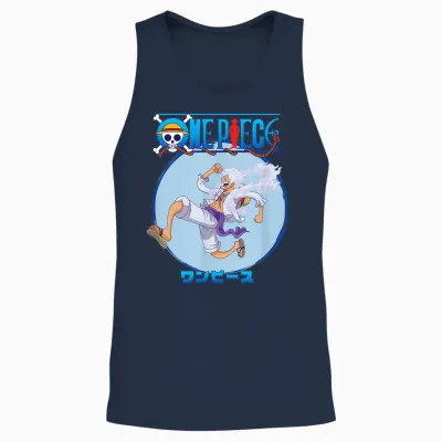 One Piece Anime Luffy Gear 5 Action Pose Unisex Tank Top - Navy