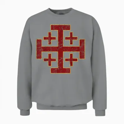 Croix De Jérusalem Chevaliers Du Temple Croisades T-Shirt, Black, S Unisex Sweatshirt - Sport Grey