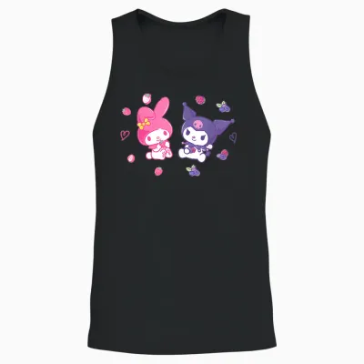 Sanrio Kuromi and My Melody Berries T-Shirt, Small, Black Unisex Tank Top - Black