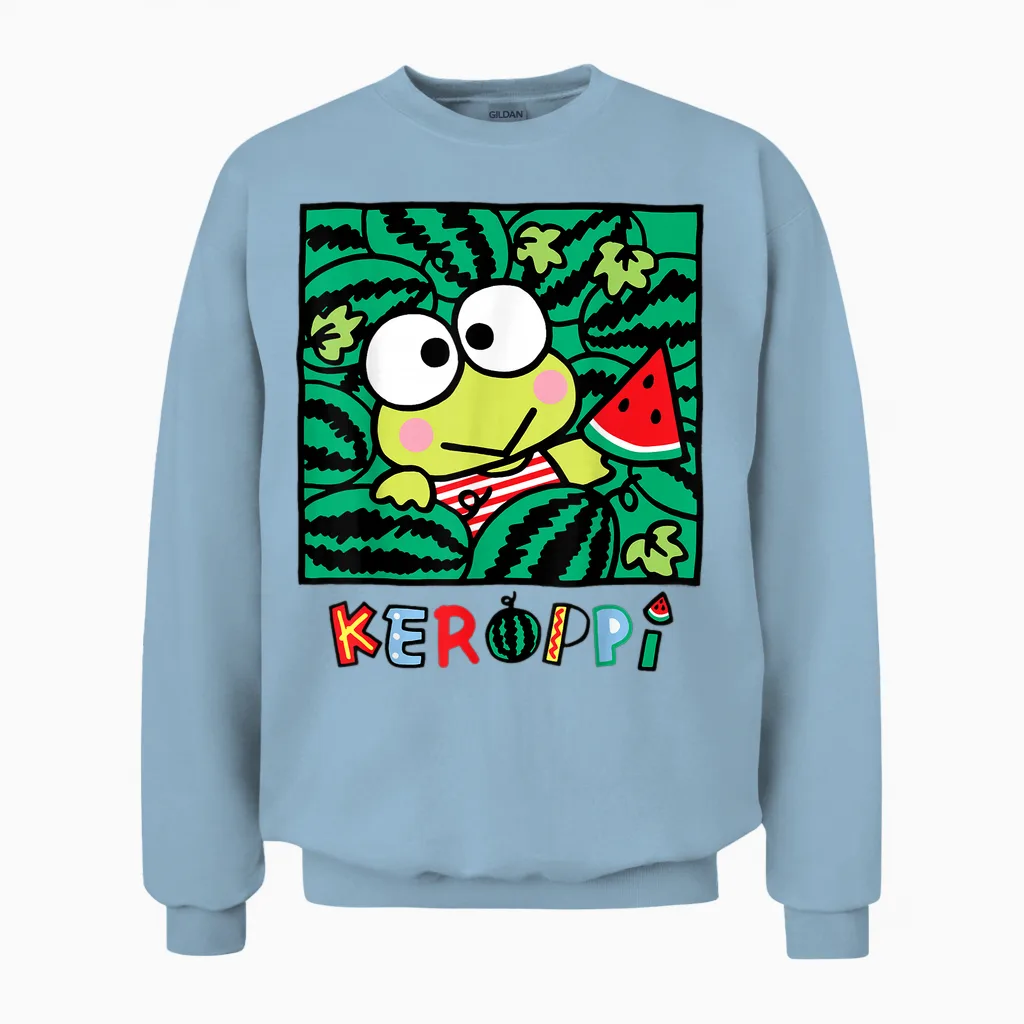 Keroppi Watermelon Summer Fun Unisex Sweatshirt in Light Blue