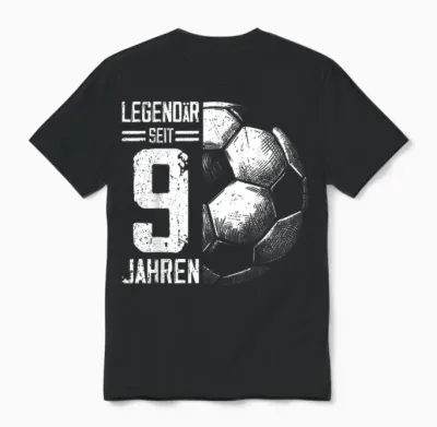 9th Birthday Retro Football Player 9 Years Boy Unisex T-Shirt - Black