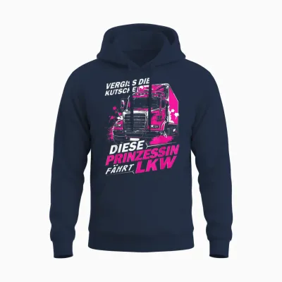 Echte Frauen Fahren Einen Großen Dienstwagen | Lkw Fahrerin Unisex Hoodie - Navy