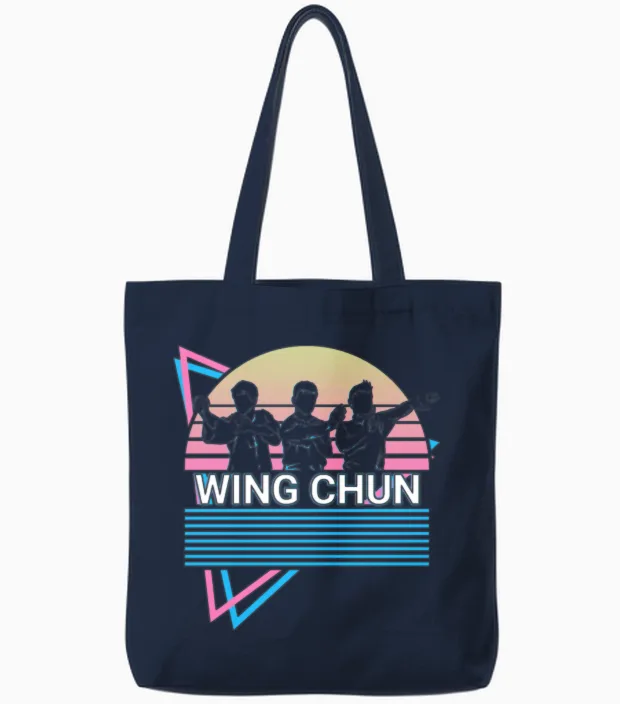 Kung Fu Retro Tote Bags in Navy