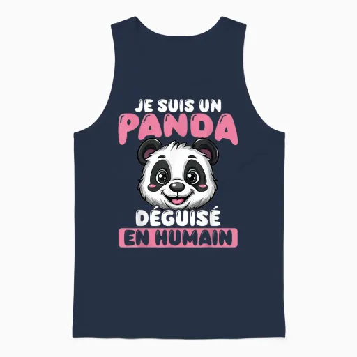 Je Suis Un Panda Disguised as Human T-Shirt, Black, S Unisex Tank Top in Navy