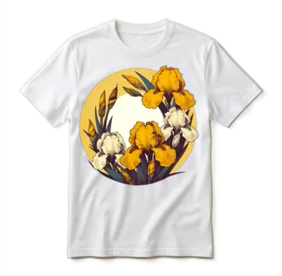 Retro Yellow Irises Unisex T-Shirt - White