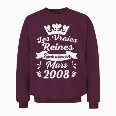Les Vraies Reines Sont Nées En Février 2008 - Cadeau 18 Ans Unisex Sweatshirt - Maroon