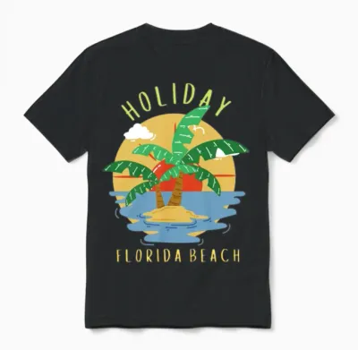 Retro Holiday Florida Beach Unisex T-Shirt - Black