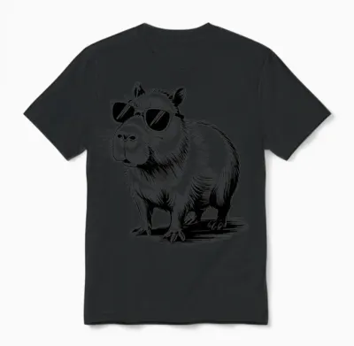 Cool Capybara with Sunglasses Funny Capybara Unisex T-Shirt - Black