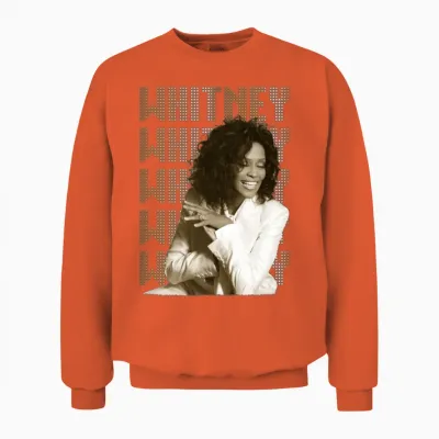 Whitney Houston Photo and Name Tag Unisex Sweatshirt - Orange