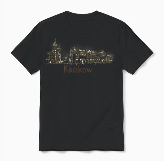 Krakauer Nacht Krakau Polen Reise Souvenir Stadt Geschenk Unisex T-Shirt in Black