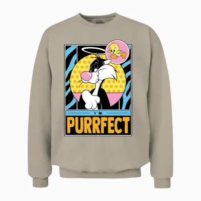 Looney Tunes Sylvester I'm Purrfect Funny Design Unisex Sweatshirt - Sand