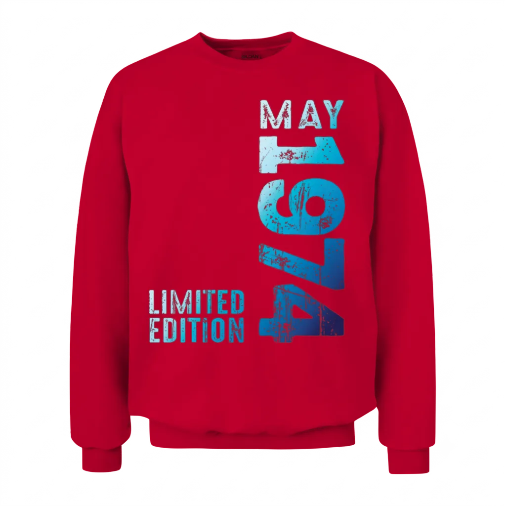 Cool Since May 1974 Year 1974 Retro Vintage 1974 Unisex Sweatshirt - Red