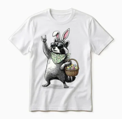 Retro Ostern Waschbär Lustiges Ostern Unisex T-Shirt - White