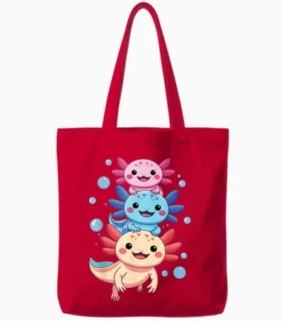 Axolotl Kawaii Anime Cute Axolotls for Boys Girls Men Tote Bags - Red