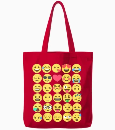 Emoticon Set Tote Bags - Red