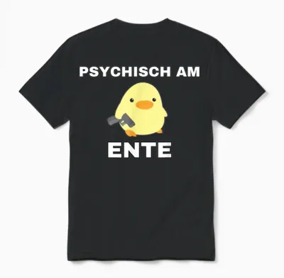Lustige Geschenke Versaute Geschenke - Psychisch Am Ente - Funny T-Shirt Black Unisex Adult Cartoon Duck T-Shirt with V-Neck Small Eu Unisex T-Shirt - Black