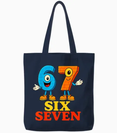 67 Six Seven 6-7 Funny Italian Brainrot Funny Game Meme For Tote Bags - Navy