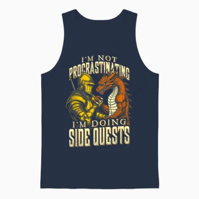 Je Ne Procrastine Pas, Je Fais Des Quêtes Secondaires Dragon Knight Unisex Tank Top - Navy