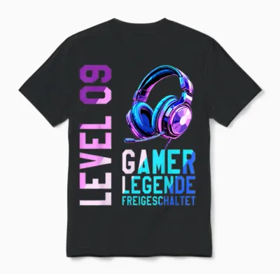 9. Geburtstag Junge Mädchen Gaming Level 9 Jahre Unisex T-Shirt - Black