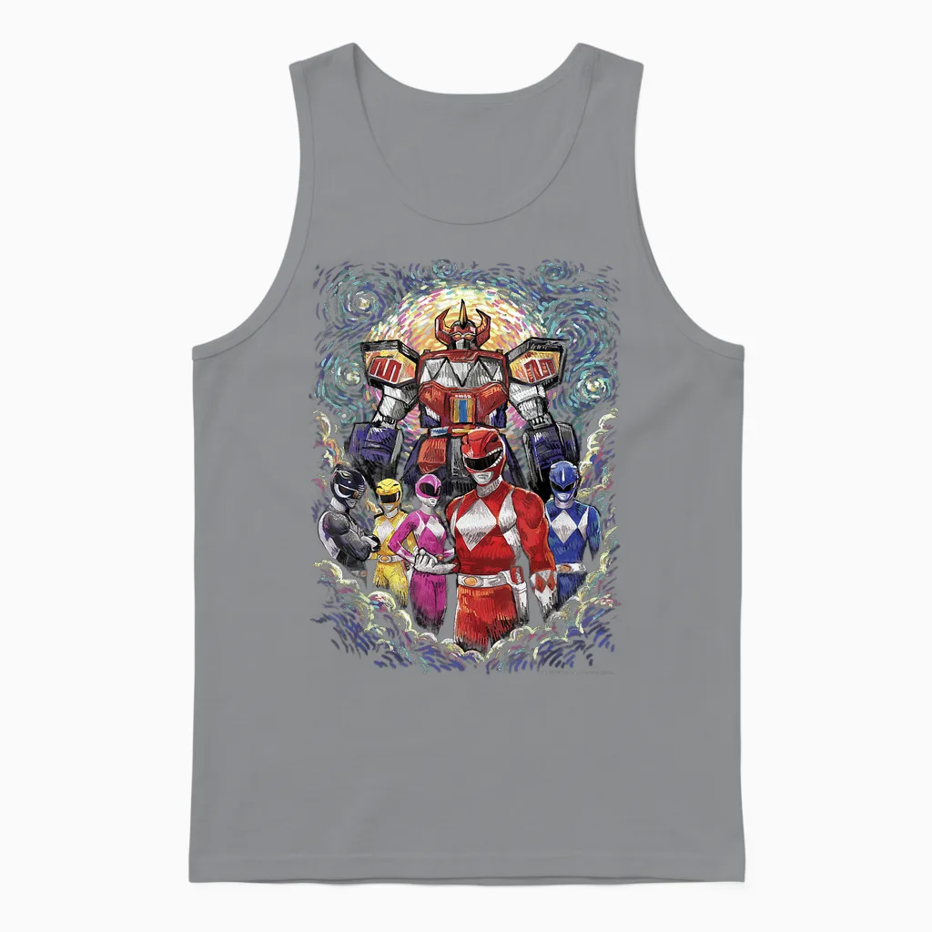 Power Rangers Mighty Morphin' Megazord Starry Night Unisex Tank Top in Sport Grey