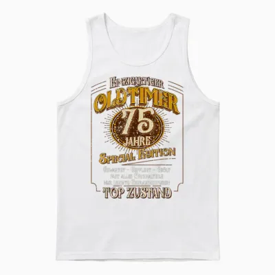 Vintage 75th Birthday Man 75 Years Unique Vintage Car T-Shirt, Black Unisex Tank Top - White