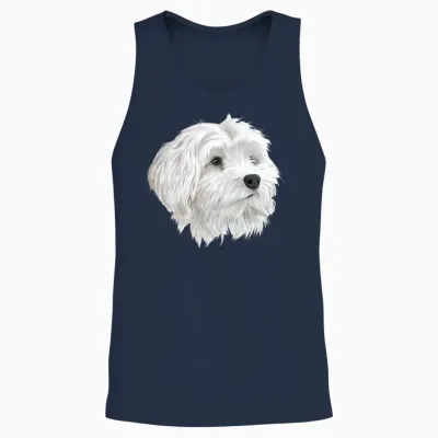 Maltese Dog Unisex Tank Top - Navy
