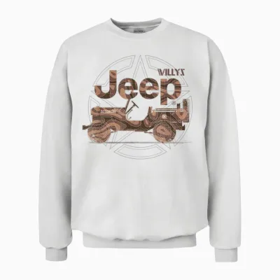 Jeep Willys Ma Star T-Shirt, Black Unisex Sweatshirt - White