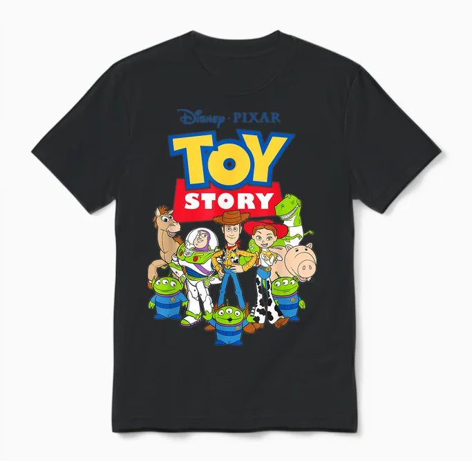 Disney Pixar Toy Story Buzz Woody Jessie Graphic Unisex T-Shirt in Black