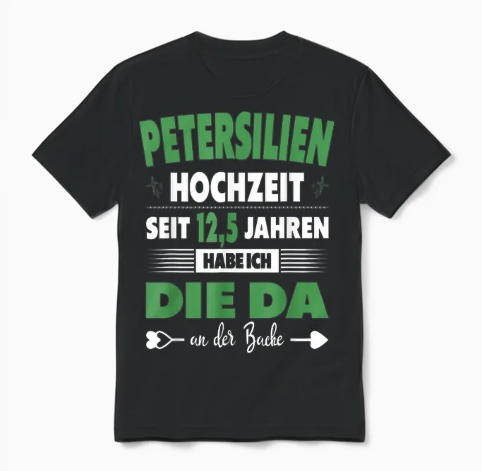 Men's 12.5 Wedding Anniversary Husband 12.5 Years Marriage Parsley Wedding T-Shirt, Black Unisex T-Shirt in Black