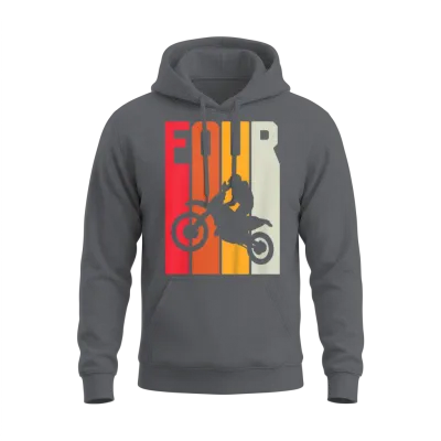 4th Birthday Retro Motocross Unisex Hoodie - Charcoal