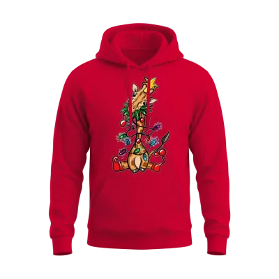 Funny Christmas Tree Giraffe Lover Gift Love Giraf Unisex Hoodie - Red