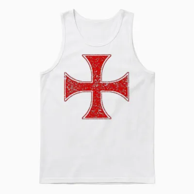 Knights Templar Cross Pattee Crusader Order of the Red Cross T-Shirt, Black, S Unisex Tank Top - White