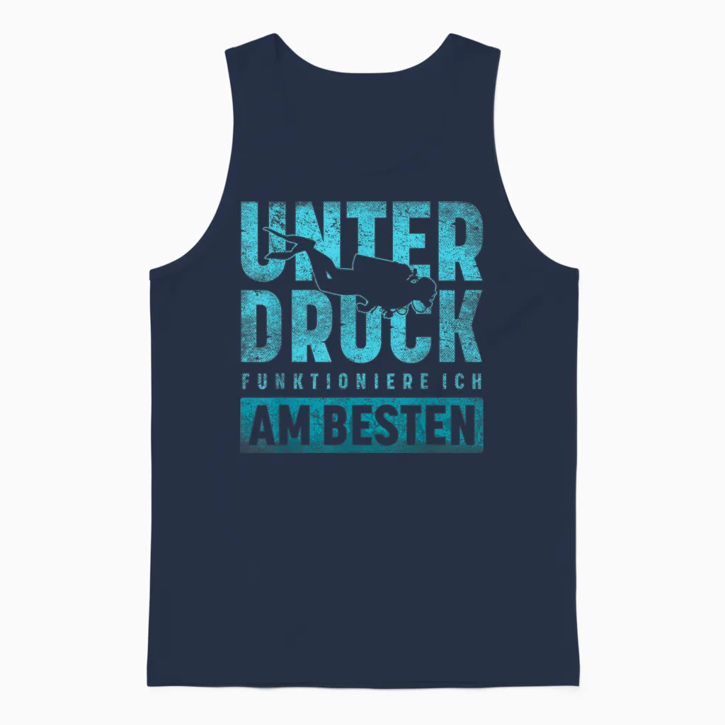 Under Print Functioniere Ich Am Besten Scuba Diver T-Shirt, Black Unisex Tank Top in Navy
