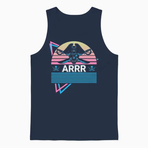 Pirate Retro Unisex Tank Top in Navy