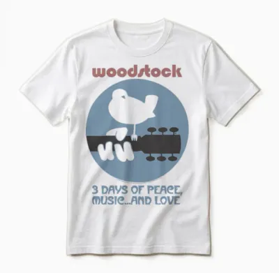 Woodstock - ... and Love T-Shirt, White, S Unisex T-Shirt - White